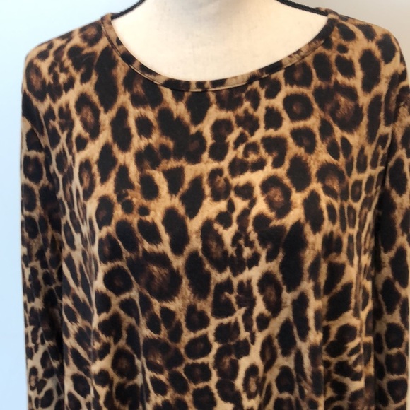 L&B  Lucky and Blessed animal print swing dress Beautiful browns EUC midi L/XL - Picture 2 of 7